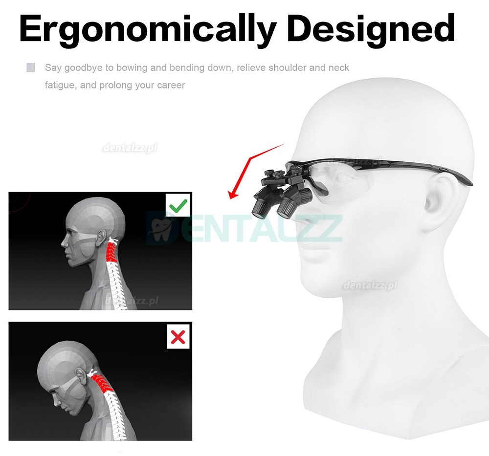 4.0X 450mm Ergonomiczne, medyczne stomatologiczne lornetkowe lupy chirurgiczne Ergo okulary powiększające