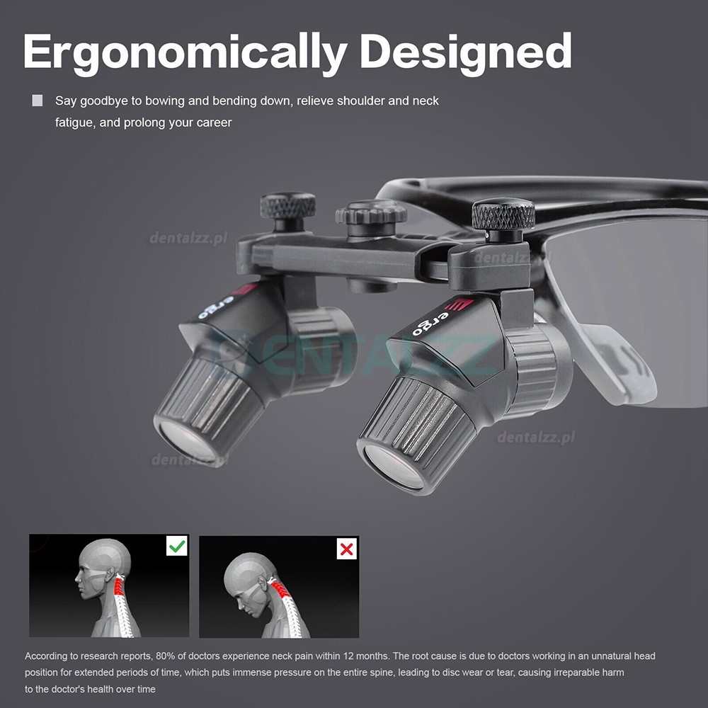 4.0X 450mm Ergonomiczne, medyczne stomatologiczne lornetkowe lupy chirurgiczne Ergo okulary powiększające