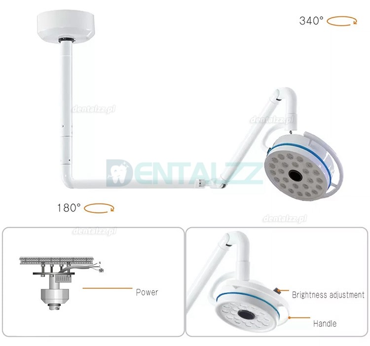 72W Lampa chirurgiczna do montażu na suficie bezcieniowa lampa do badania 24 diody LED