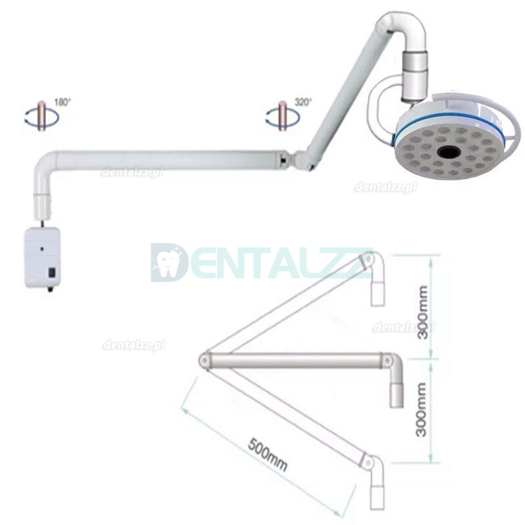 Lampa stomatologiczna do chirurgii ściennej 72W światło bezcieniowe do badań 24 diody LED