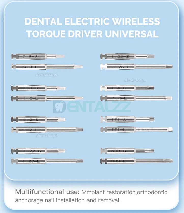 Zestaw bezprzewodowych kluczy dynamometrycznych do implantów elektrycznych z 16 śrubokrętami