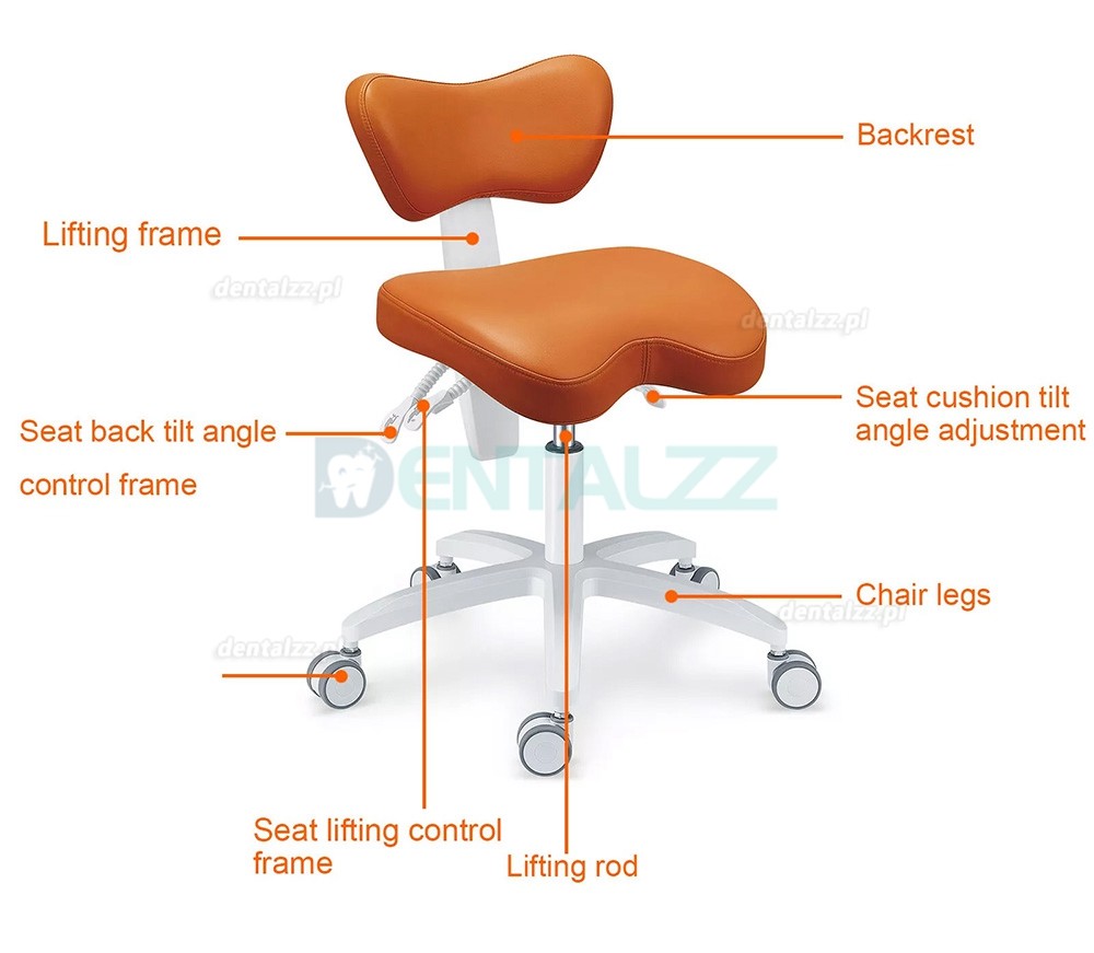 PLST-060 Regulowany ergonomiczny fotel operatora stomatologicznego stołek asystenta higienistki